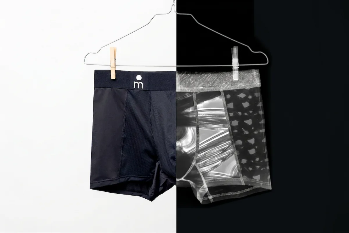 Majella underwear on a hanger, half shown in X-ray