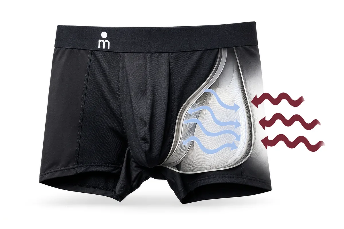 Illustration: heat moving away from the body through the Majella pouch